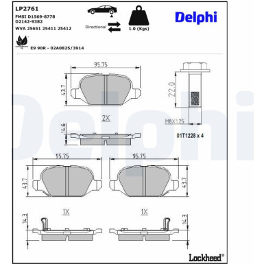 Delphi | Bremsbelagsatz, Scheibenbremse | LP2761 Delphi | Bremsbelagsatz, Scheibenbremse | LP2761