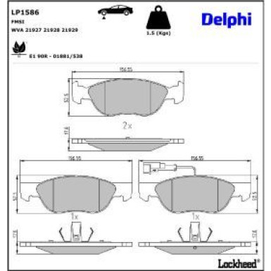 Delphi Bremsbelagsatz, Scheibenbremse LP1586