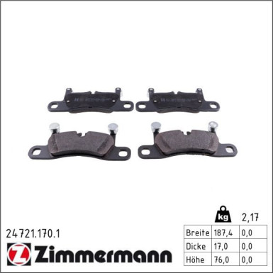 Zimmermann Bremsbelagsatz, Scheibenbremse 24721.170.1