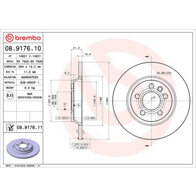 Brembo Bremsscheibe PRIME LINE - UV Coated 08.9176.11 Brembo Bremsscheibe PRIME LINE - UV Coated 08.9176.11