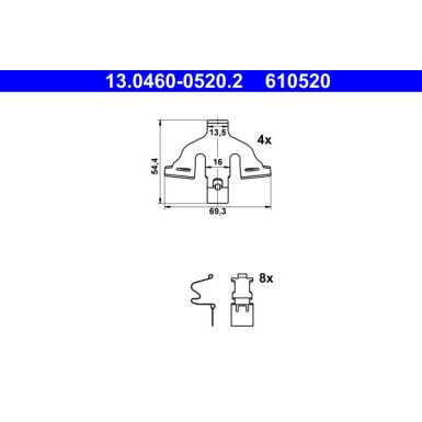 13.0460-0520.2 Zubehörsatz, Scheibenbremsbelag