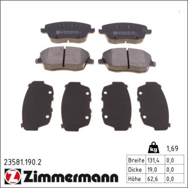 Zimmermann Bremsbelagsatz, Scheibenbremse 23581.190.2
