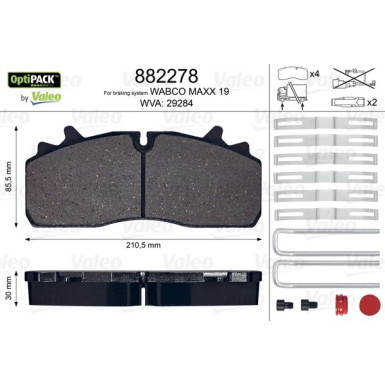 Valeo | Bremsbelagsatz, Scheibenbremse | 882278