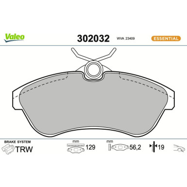Valeo | Bremsbelagsatz, Scheibenbremse | 302032