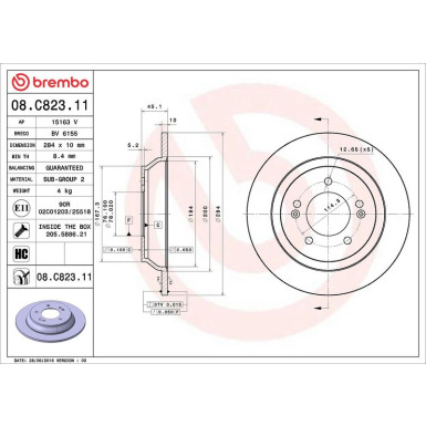 08.C823.11 Bremsscheibe PRIME LINE - UV Coated