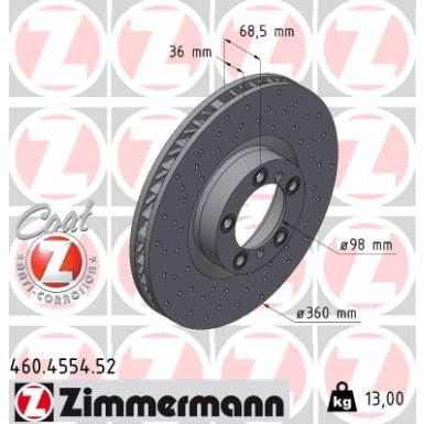 Zimmermann | Bremsscheibe | 460.4554.52
