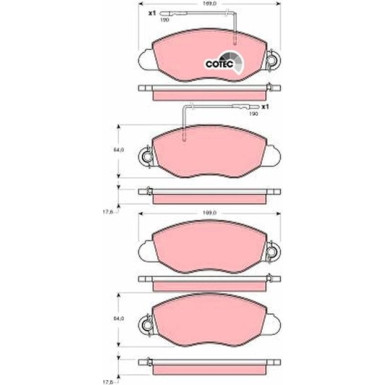 TRW Bremsbelagsatz, Scheibenbremse COTEC GDB3354