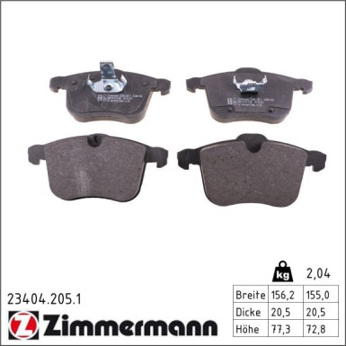 Zimmermann Bremsbelagsatz, Scheibenbremse 23404.205.1