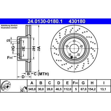 ATE | Bremsscheibe | 24.0130-0180.1