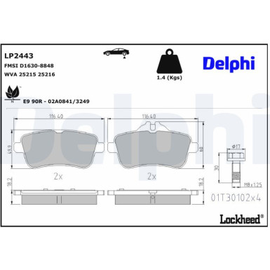 LP2443 Bremsbelagsatz, Scheibenbremse