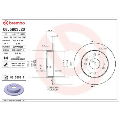 08.5803.21 Bremsscheibe PRIME LINE - UV Coated 08.5803.21 Bremsscheibe PRIME LINE - UV Coated