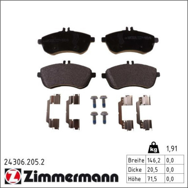 Zimmermann Bremsbelagsatz, Scheibenbremse 24306.205.2