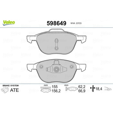 Valeo | Bremsbelagsatz, Scheibenbremse | 598649