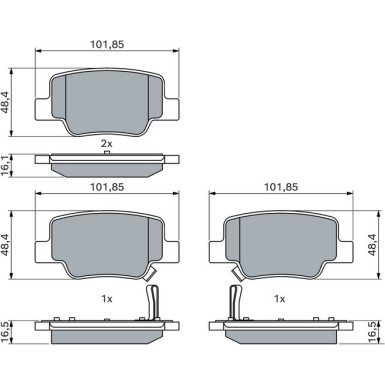 BOSCH | Bremsbelagsatz, Scheibenbremse | 0 986 494 404