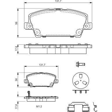BOSCH Bremsbelagsatz, Scheibenbremse 0 986 494 611