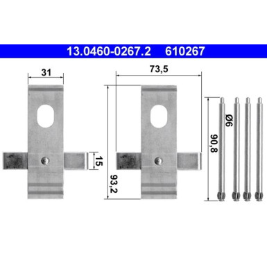 13.0460-0267.2 Zubehörsatz, Scheibenbremsbelag