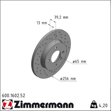 Zimmermann Bremsscheibe SPORT Z 600.1602.52