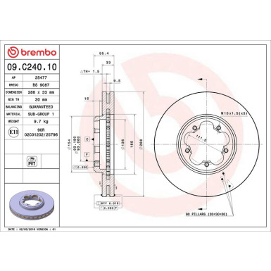Brembo Bremsscheibe PRIME LINE 09.C240.10