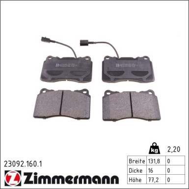 Zimmermann Bremsbelagsatz, Scheibenbremse 23092.160.1