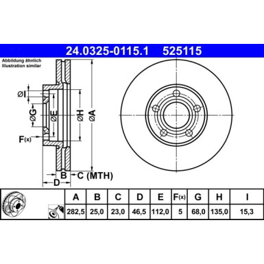 ATE Bremsscheibe PowerDisc 24.0325-0115.1