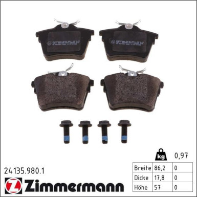 Zimmermann Bremsbelagsatz, Scheibenbremse rd:z 24135.980.1