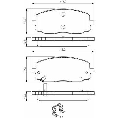 BOSCH Bremsbelagsatz, Scheibenbremse 0 986 494 594