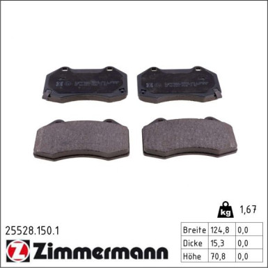 Zimmermann Bremsbelagsatz, Scheibenbremse 25528.150.1