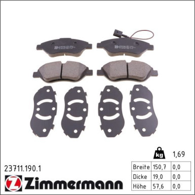 Zimmermann Bremsbelagsatz, Scheibenbremse 23711.190.1