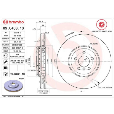 Brembo Bremsscheibe PRIME LINE - Composite 09.C408.13