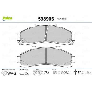 Valeo | Bremsbelagsatz, Scheibenbremse | 598906