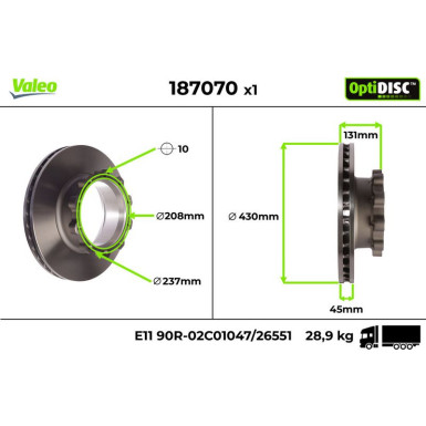 Valeo | Bremsscheibe | 187070