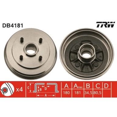 TRW | Bremstrommel | DB4181
