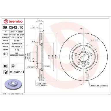 Brembo Bremsscheibe PRIME LINE - UV Coated 09.C542.11