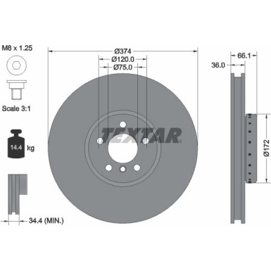 Textar | Bremsscheibe | 92266225
