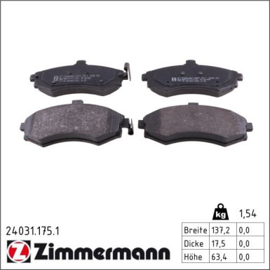 Zimmermann Bremsbelagsatz, Scheibenbremse 24031.175.1