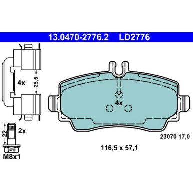 Bremsbelagsatz, Scheibenbremse ATE Ceramic 13.0470-2776.2