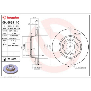 09.6839.11 Bremsscheibe PRIME LINE - UV Coated 09.6839.11 Bremsscheibe PRIME LINE - UV Coated