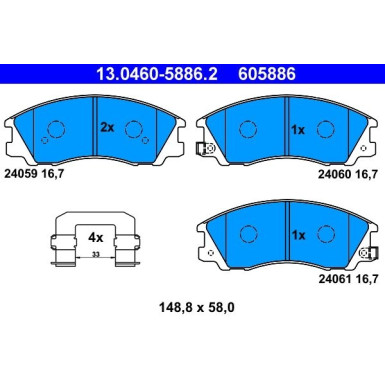 13.0460-5886.2 Bremsbelagsatz, Scheibenbremse 13.0460-5886.2 Bremsbelagsatz, Scheibenbremse
