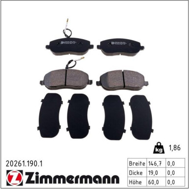 Zimmermann Bremsbelagsatz, Scheibenbremse 20261.190.1