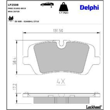 Delphi Bremsbelagsatz, Scheibenbremse LP2508