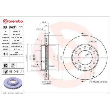 Brembo Bremsscheibe PRIME LINE - UV Coated 09.D431.11