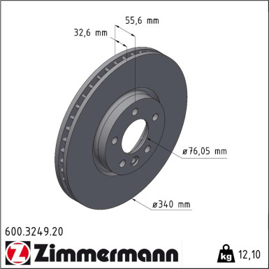 Zimmermann Bremsscheibe Coat Z 600.3249.20 Zimmermann Bremsscheibe Coat Z 600.3249.20