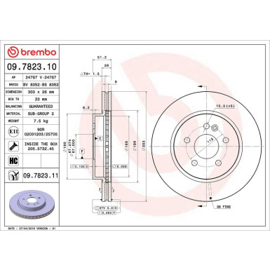 Brembo Bremsscheibe PRIME LINE - UV Coated 09.7823.11