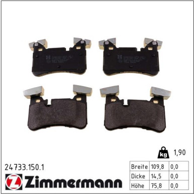 Zimmermann Bremsbelagsatz, Scheibenbremse 24733.150.1