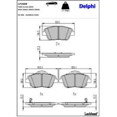Delphi Bremsbelagsatz, Scheibenbremse LP2688