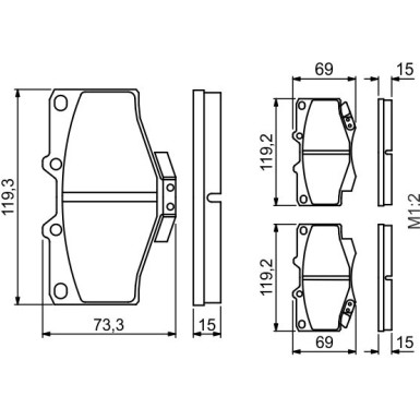 0 986 424 268 Bremsbelagsatz, Scheibenbremse