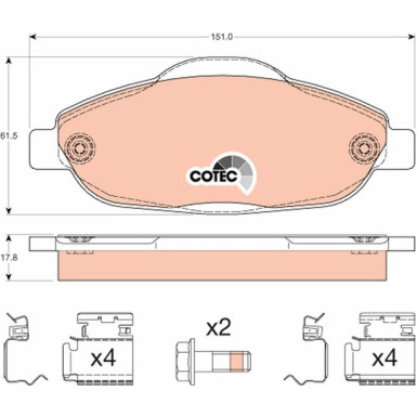 TRW Bremsbelagsatz, Scheibenbremse COTEC GDB1761