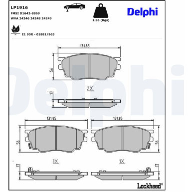 LP1916 Bremsbelagsatz, Scheibenbremse
