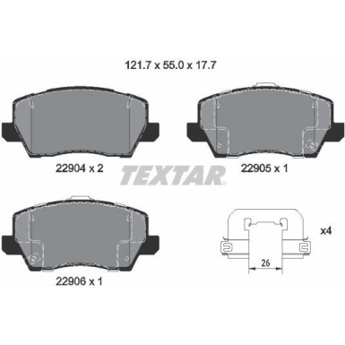 Textar | Bremsbelagsatz, Scheibenbremse | 2290401