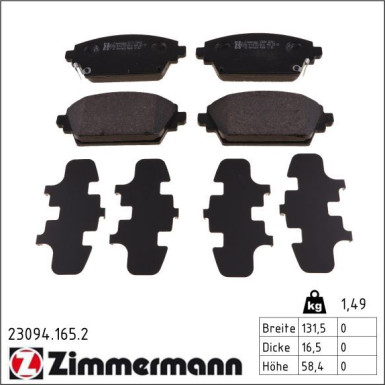 Zimmermann Bremsbelagsatz, Scheibenbremse 23094.165.2